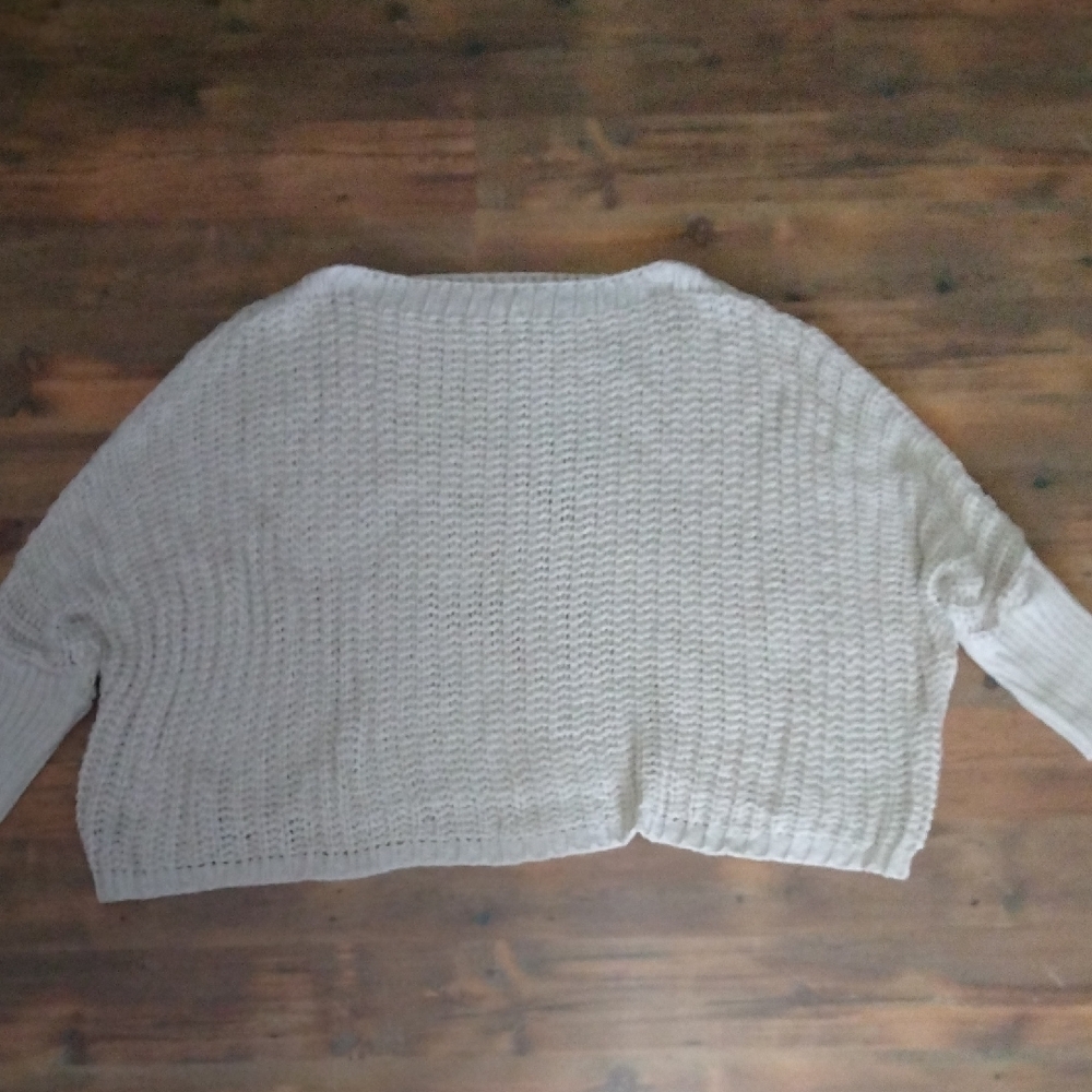 Cozy Oversized Cream Women's Sweater 3/4 Sleeve